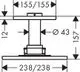 Technische Zeichnung Axor ShowerSolutions Kopfbrause mit Maßen: 155/155, Ø43, 238/238, 12 und 157.